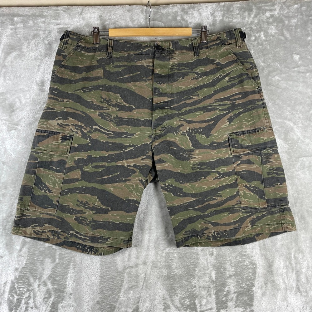 Rothco B.D.U. Cargo Shorts Men XL Green Tiger Stripe Camo Combat Military 38 40